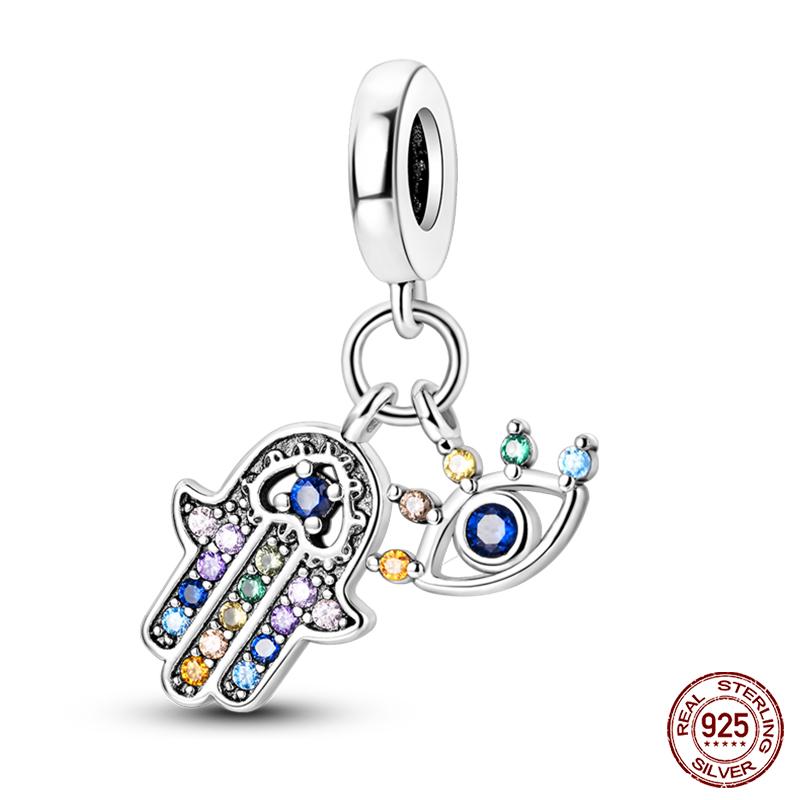 100% Real Copper Classic Devil'S Eye Charms Beads For Women Fit Original Qikaola Bracelets Fine Diy Jewelry Making