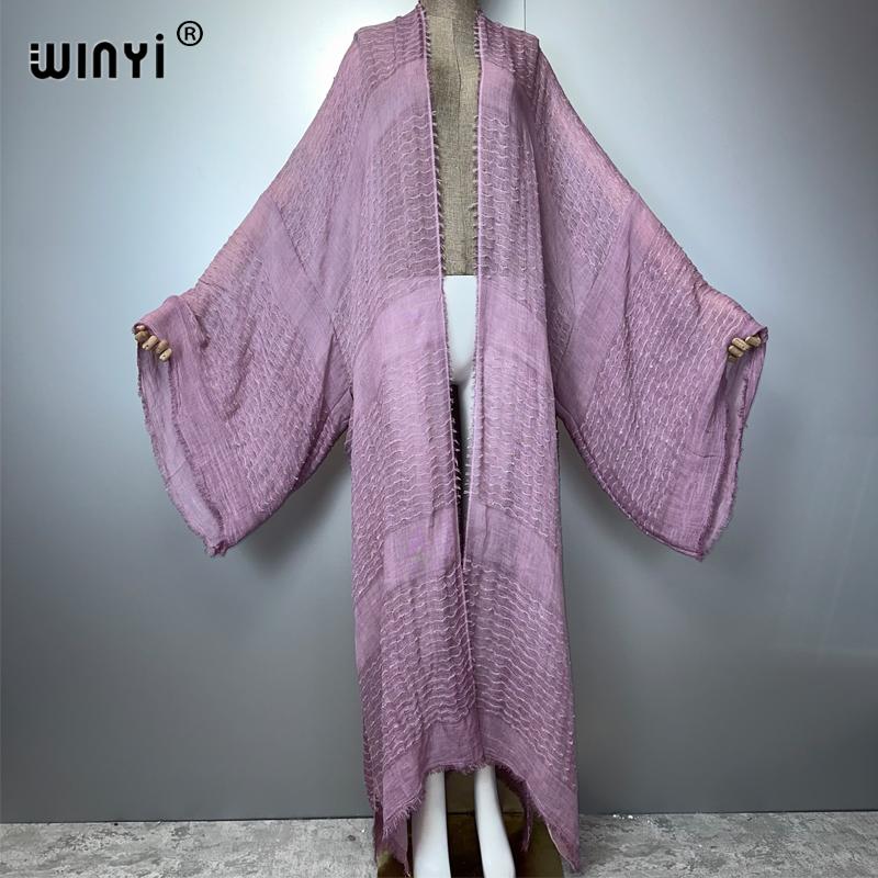 WINYI hochwertig bequem Damen Weicher Cardigan Lockeres Kleid Party Boho Maxi Strand Urlaub Bade-Überwürfe Afrika Kimono