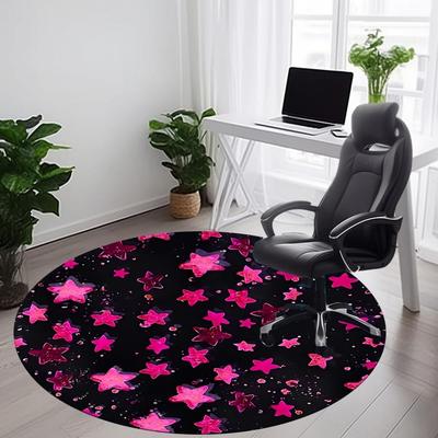 1pc Glittery Stars Decorations Carpet, Round Non Slip Durable Large Size Office Carpet, Suitable for Office