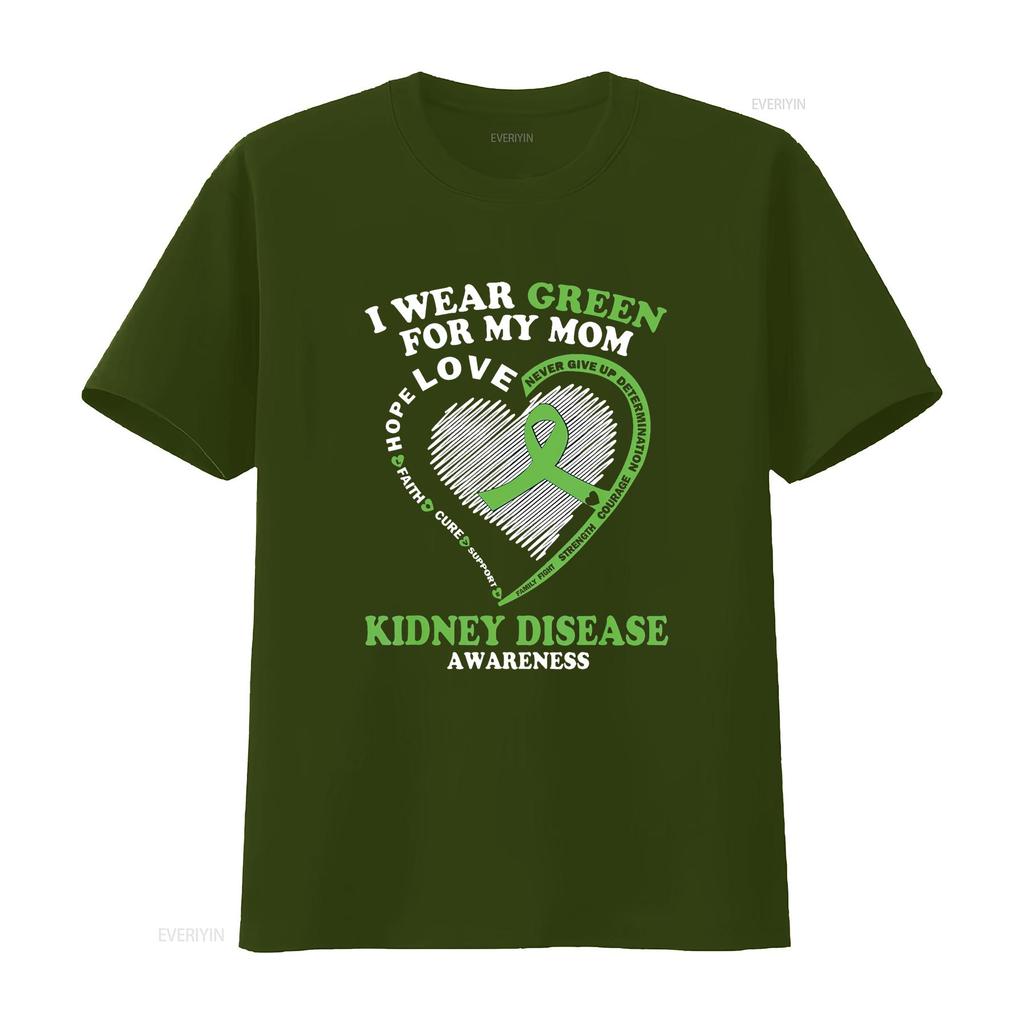 Womens I Wear Green For My Mom Kidney Disease Awareness T Shirt Black 2X Large Vintage Washed Streetwear Graphic
