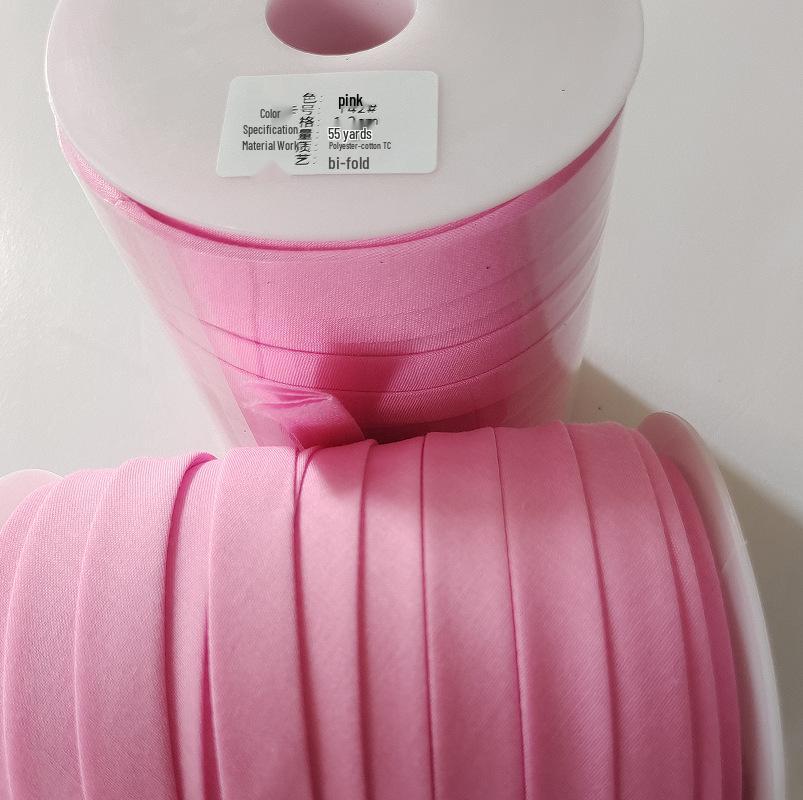 Red Double Fold Bias Binding Tape - No-Iron Polyester Cotton for DIY Cheongsam, 1.2" Width