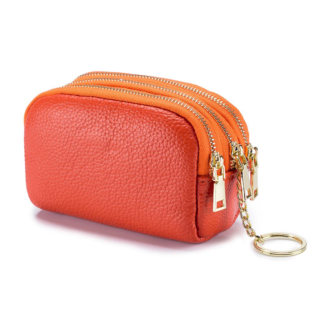 Cute Mini Genuine Leather Cowhide Coin Purse & Keychain Wallet for Ladies