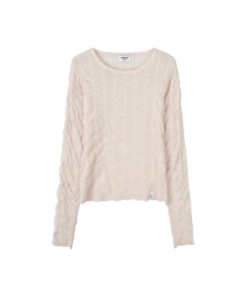 MELLOTORY Crinkle See-Through Knit Top (3 Colors)