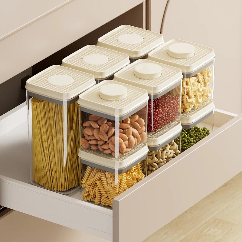 UFORU Kitchen Press-type Vacuum Sealed Jar Food-grade Moisture-proof Grain Storage Box Plastic Storage Jar for Snacks Tea