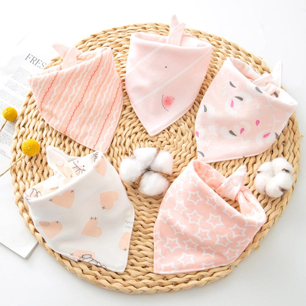 Triangle Bandana Bib 5Pcs Set 100% Cotton Newborn Baby Bibs Soft Absorbent Animal Print Infant Saliva Towel Unisex Feeding Bib