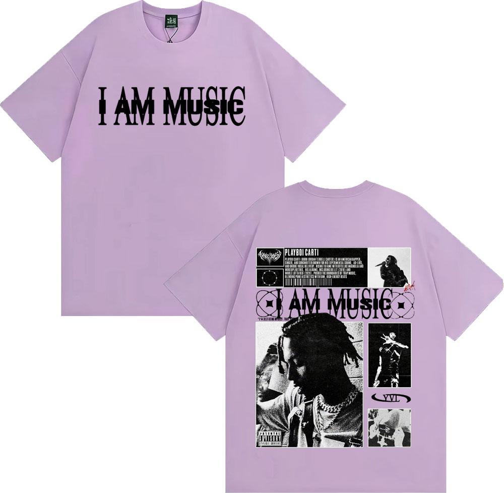 Rapper Playboi Carti I AM MUSIC Album Logo T-Shirts für Herren Harajuku Hip Hop Vintage T-Shirt Lässiger Komfort 100% Baumwolle T-Shirts