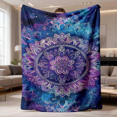 2026 Neue Flanelldecke Veröffentlichung - Luxuriöses Mandala-Design, Ultra-Weiche Ganzjahres-Plüsch-Tagesdecke Mit Tiefblau, Lila, Rosa, Gold Und Bl