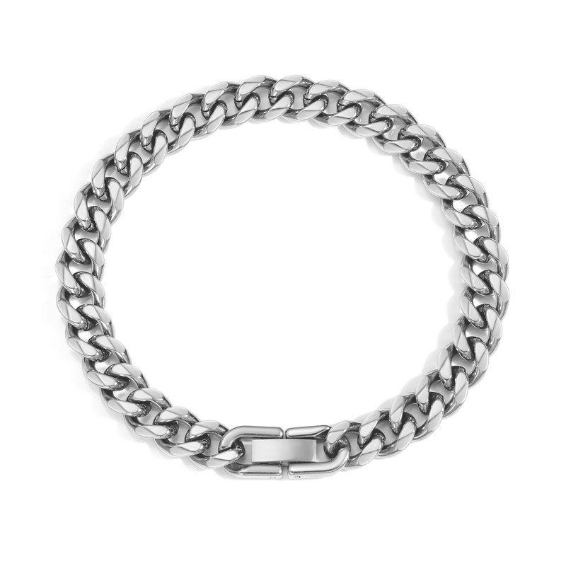 Fadeproof Titanium Steel Frosted Cuban Chain Bracelet with Versatile Clasp