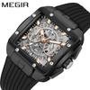 Square Men's Silicone Strap Chronograph Sports Quartz Watch