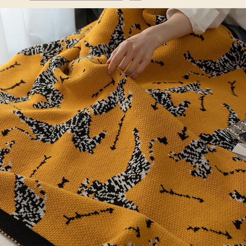 OEING Retro Knitted Zebra Throw Blanket 130x170cm