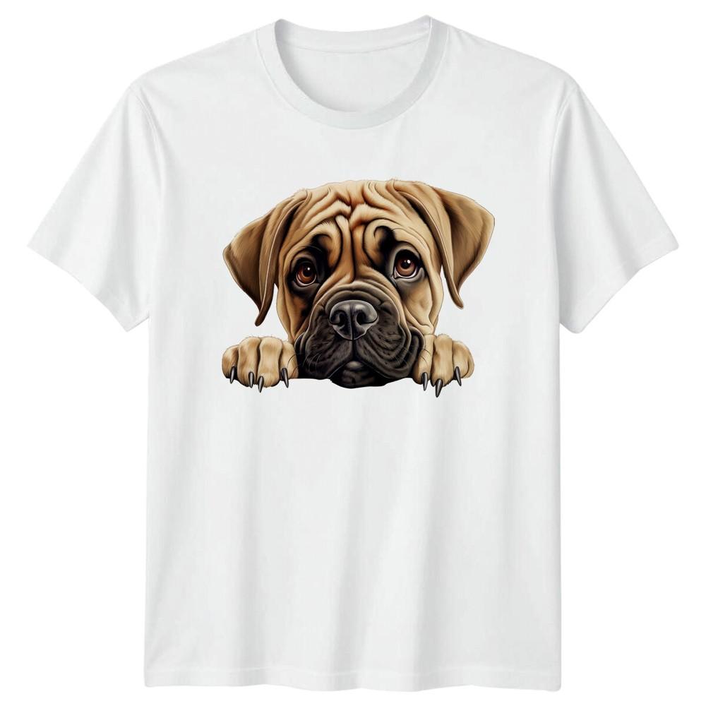 Cute Dog Breed Bullmastiff Puppy Peeking Funny Graphic TShirt S
