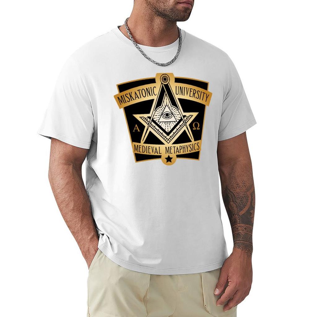 Miskatonic University Medieval Metaphysics TShirt Sports Fans Shirts Graphic Short Sleeve Tee Mens Clothing