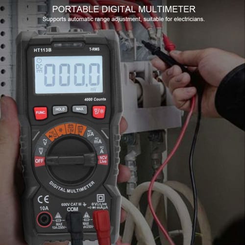 High-Precision Handheld Digital Multimeter for Voltage, Current, Resistance, and Capacitance Measurements, Built-in Test Battery, Large Display, for B