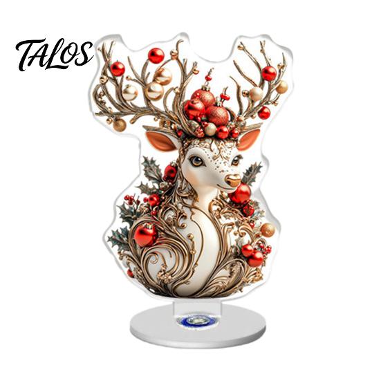 Christmas Fireplace Mantle Decor Acrylic 360 Degree Rotating Ornament, Double-sided HD UV Printed Stable Base Ornaments Religious 2D Decorative