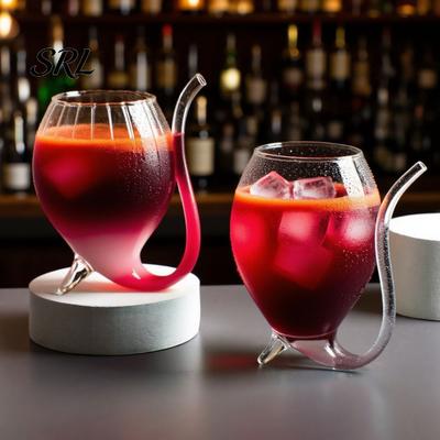Polished Neck Wine Glass Vampire Shape Glasses, Transparent Cocktail with Drinking Tube, Novelty Straw Cup for Wine, Champagne, Juice, Home,
