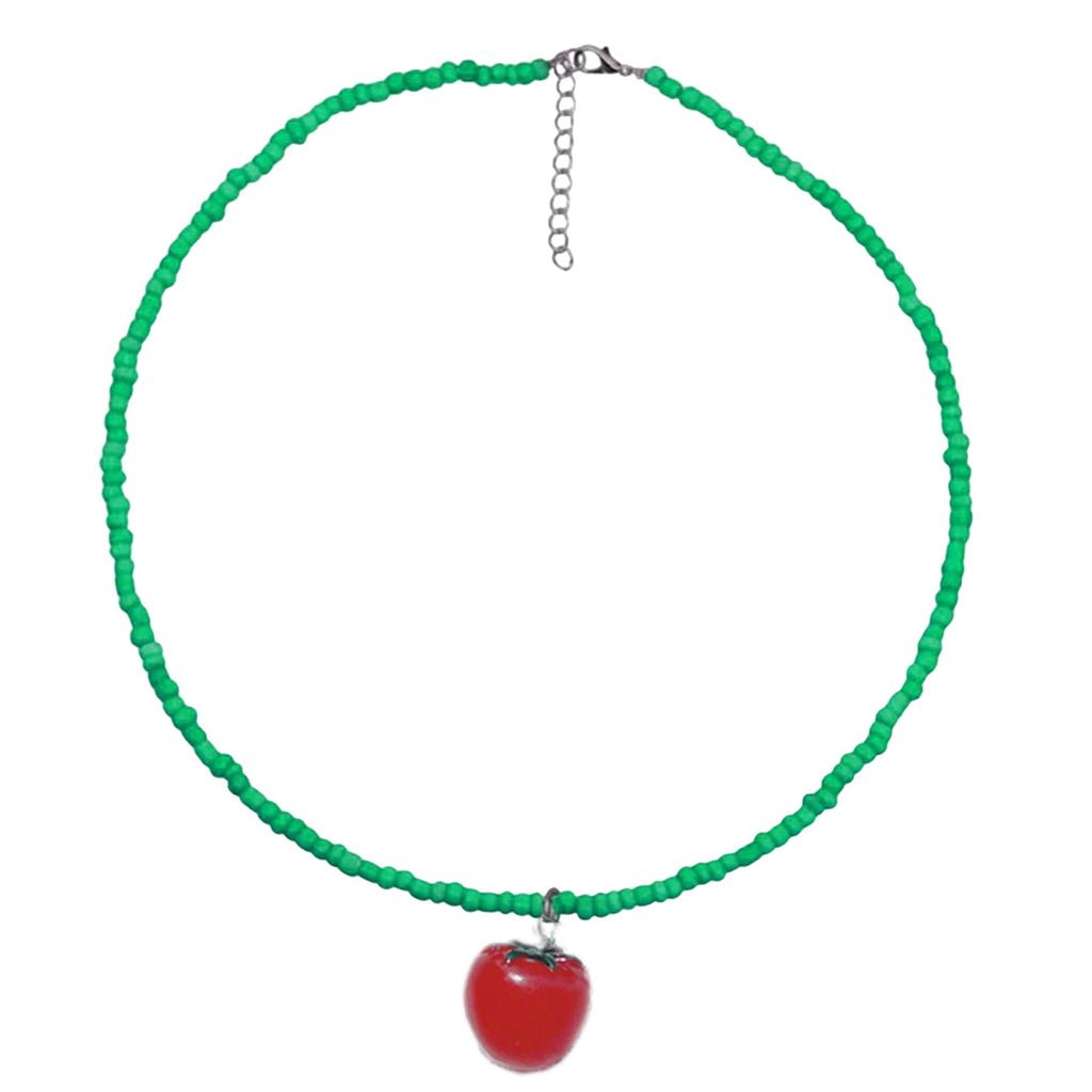 Handgefertigte Fruchtperlenkette Verstellbare Länge Halskette Bunte Perlen Schlüsselbeinkette für Strand- und Urlaubskleidung