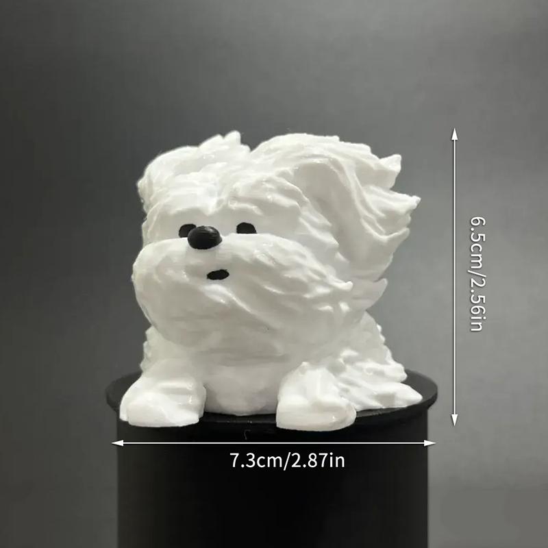 Wind-Blown Dog Figurine Puppy Ornament Realistic Fluffy Adorable Dog Simulated Dog Decoration For Home/Office/Car/Desk