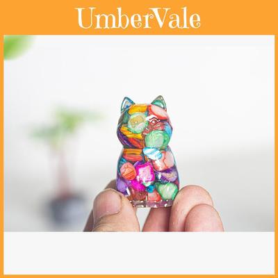 Resin Crystal Cat Figurine With Handmade Resin Art For Home Decor And Gift Giving
