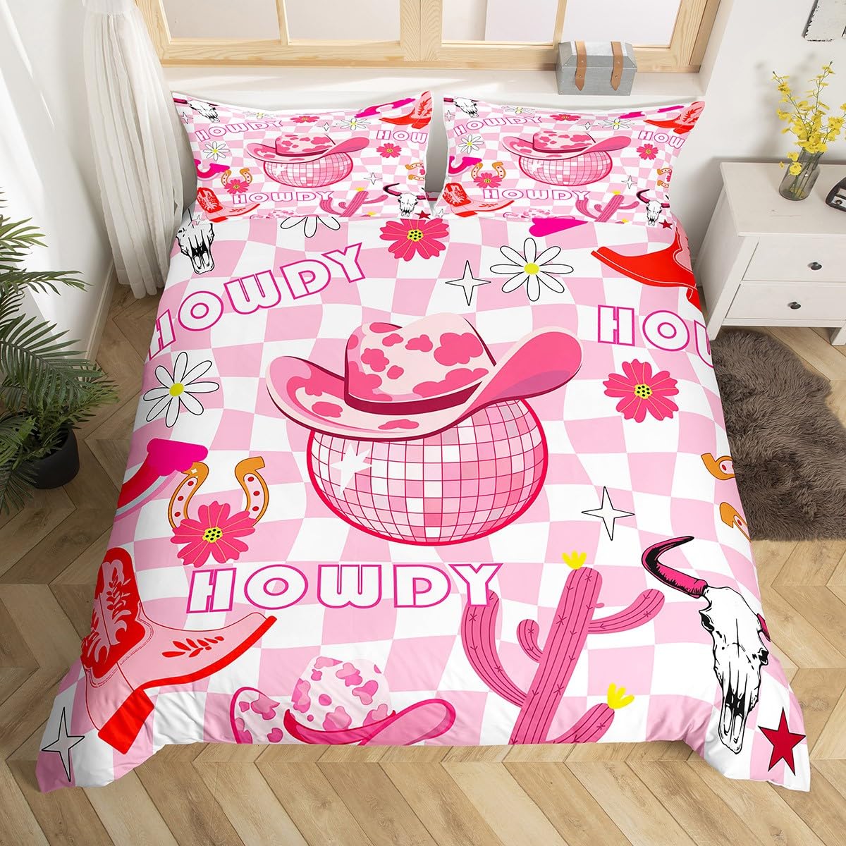 

Comforter Disco Cowgirl Full Bedding Set Preppy Bedding Teen Girl Bedding Western Cowboy Cowgirl Boots Hat Warm Comforter (quilt)-EU Single(135*200cm)3pcs