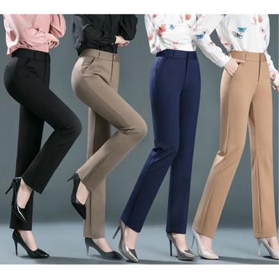 Pantalones Rectos Sueltos de Cintura Alta para Mujer Otoño para Madres de Mediana Edad Pantalones Elásticos de Talla Grande
