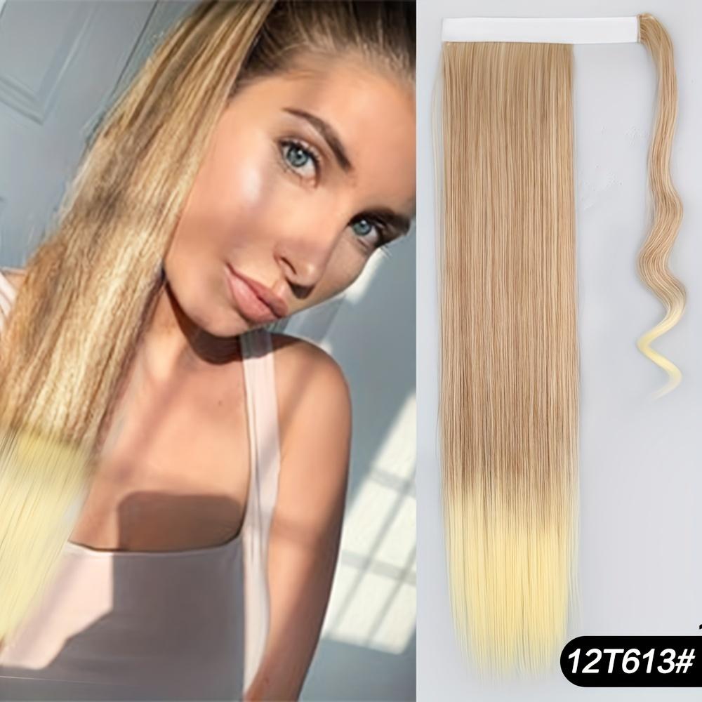 22 Inch Long Straight Ponytail Extensions Synthetic Fiber Hair Extensions Wrap Around Straight Ponytail Extensions For Women Hair Accessories