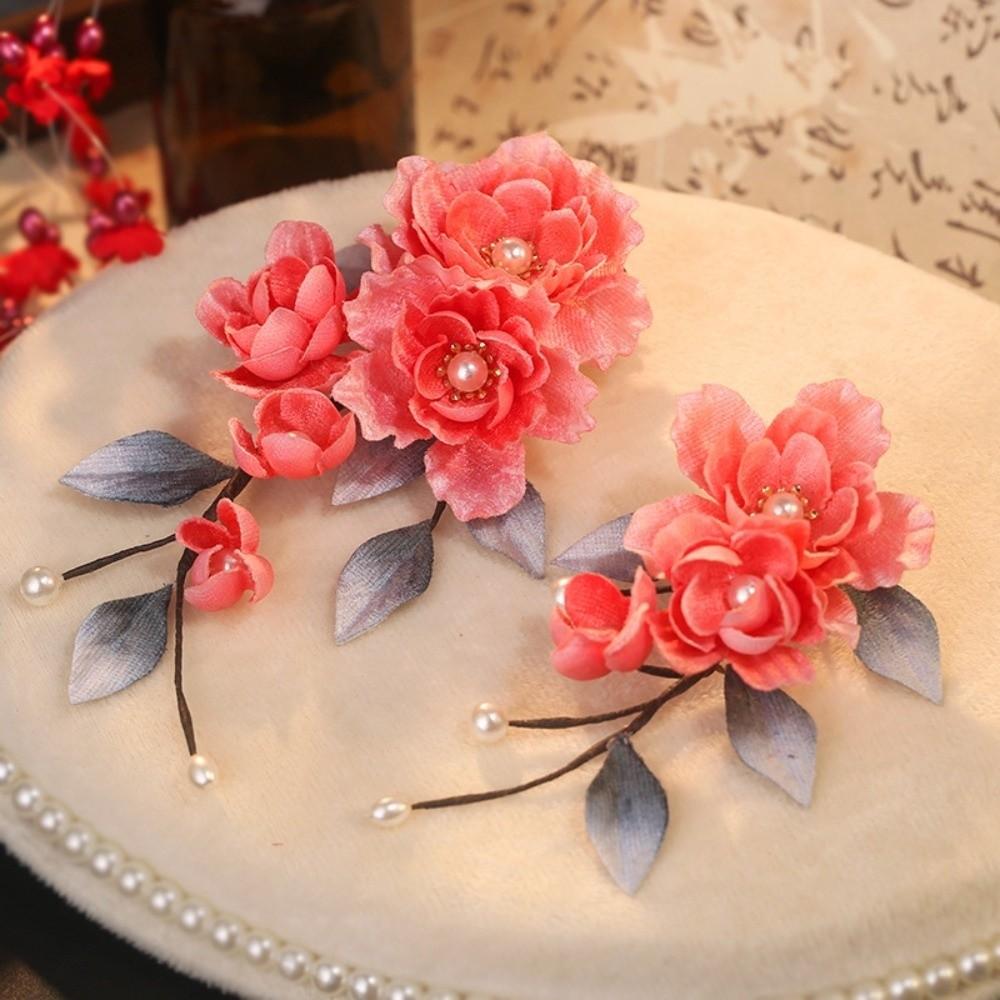 Beautiful Hanfu Flower Hair Clips Headwear Exquisite Fairy Side Clips  Wedding