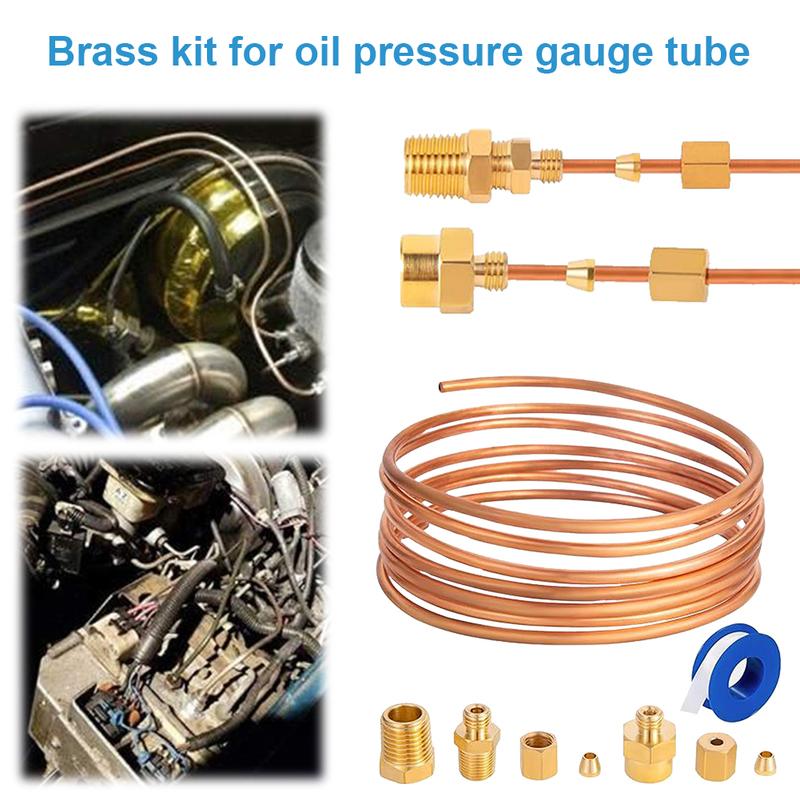 72 Inch Mechanical Oil Pressure Gauge Tubing Kit 1/8 Diameter Oil Pressure Line Kit with 1/8 NPT Fittings