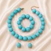 European and American Personality Exaggerated Design Round Bead Handmade Beaded Necklace Niche Retro Necklace Set Three-piece Set