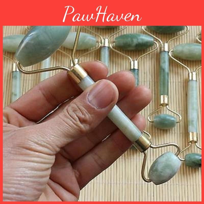 Exquisite White Flower Jade Facial Massage Roller Beauty Tool Face Massager