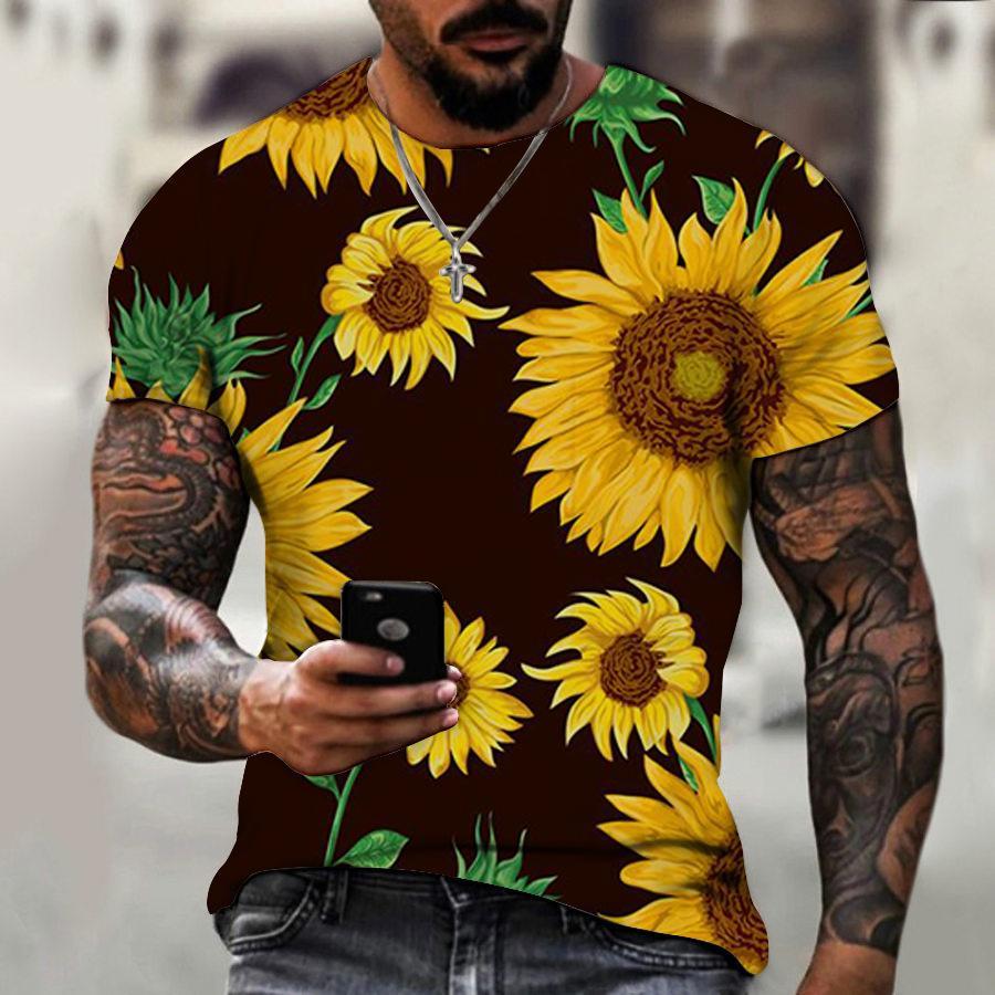 Sonnenblumen Serie 3D Gedrucktes T-Shirt Herrenbekleidung Top T-Shirt