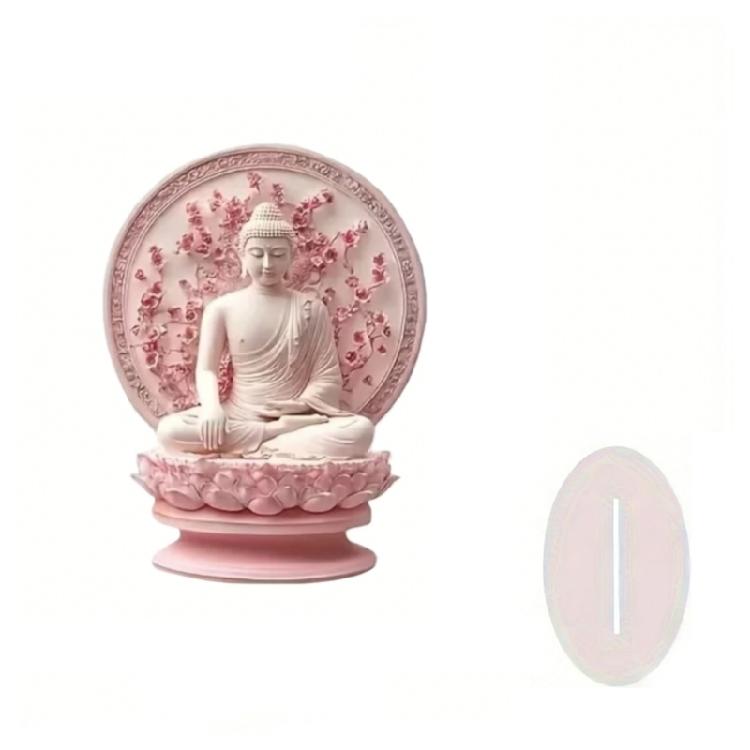 

2D Acrylic Buddhas Figurine Sculpture with Base Buddhist Statue Desktop Display Figurine Meditating Spiritual Decoration 1