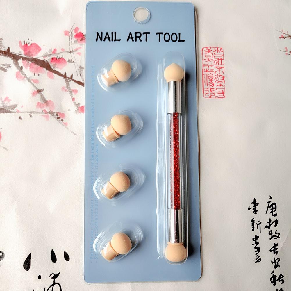 Portable Washable Double-Head Sponge Stained Pen Nail Art Painting Point Painting Tool