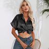 Women's Summer Satin Short Sleeved Shirt Top