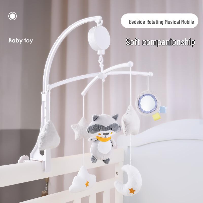 Rotating Baby Crib Mobile with Soothing Wind Chime and Bedside Bell