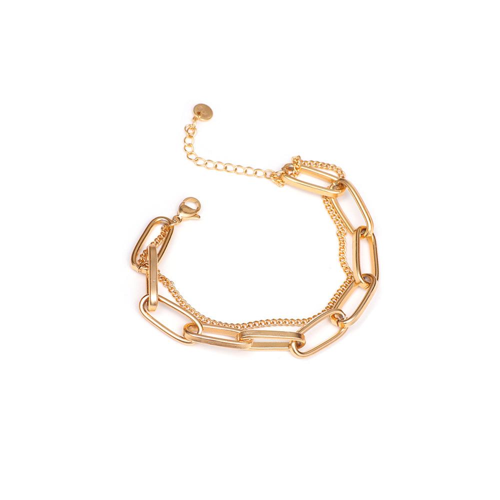 Titanium steel stainless steel retro fashion gold bracelet hot-selling niche simple Internet celebrity jewelry
