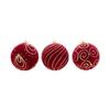 8cm bordeauxrote beflockte Weihnachtskugeln mit goldenem Glitzer-Muster, 24 Stück Geschenkbox-Set, 3 Muster Weihnachtsbaumschmuck