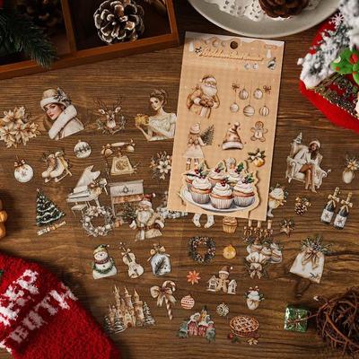6 Blatt Weihnachts-Serie Sticker Pack DIY Dekorative Schreibwaren Album Tagebuch Tasse Notizbuch Handy Scrapbooking Zubehör
