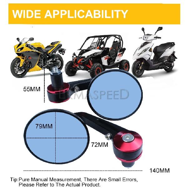 Hliníkový 7/8" 22mm konec motocyklové tyče zpětná zrcátka otočná o 360° konec rukojeti zadní strana
