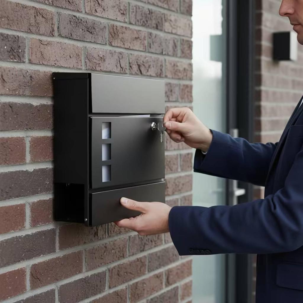 Lockable Mailbox with Viewing Panes WeatherResistant WallMounted Keys Sturdy Postbox