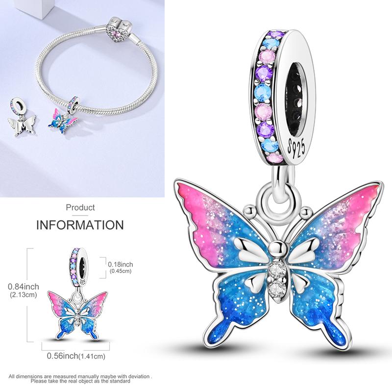 Copper Dragonfly Butterfly Pendant Charms Bead Fit Original Bracelet Bangle Women Jewelry Girl Making Beads