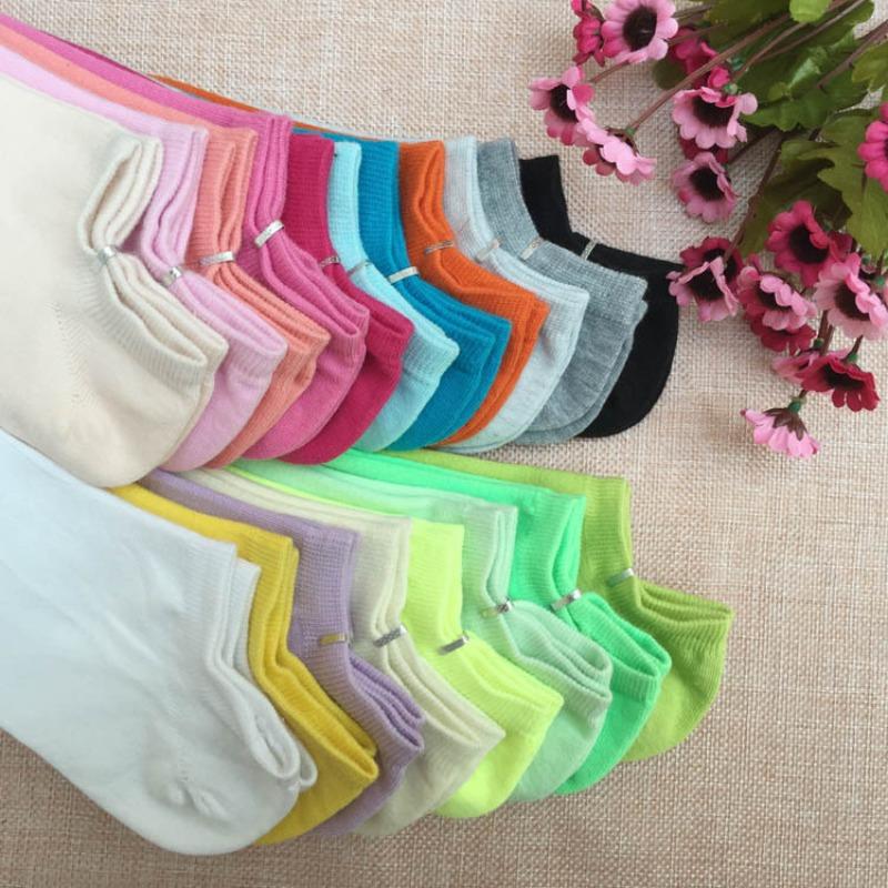 Women's Summer New Solid Color Candy Color Boat Socks