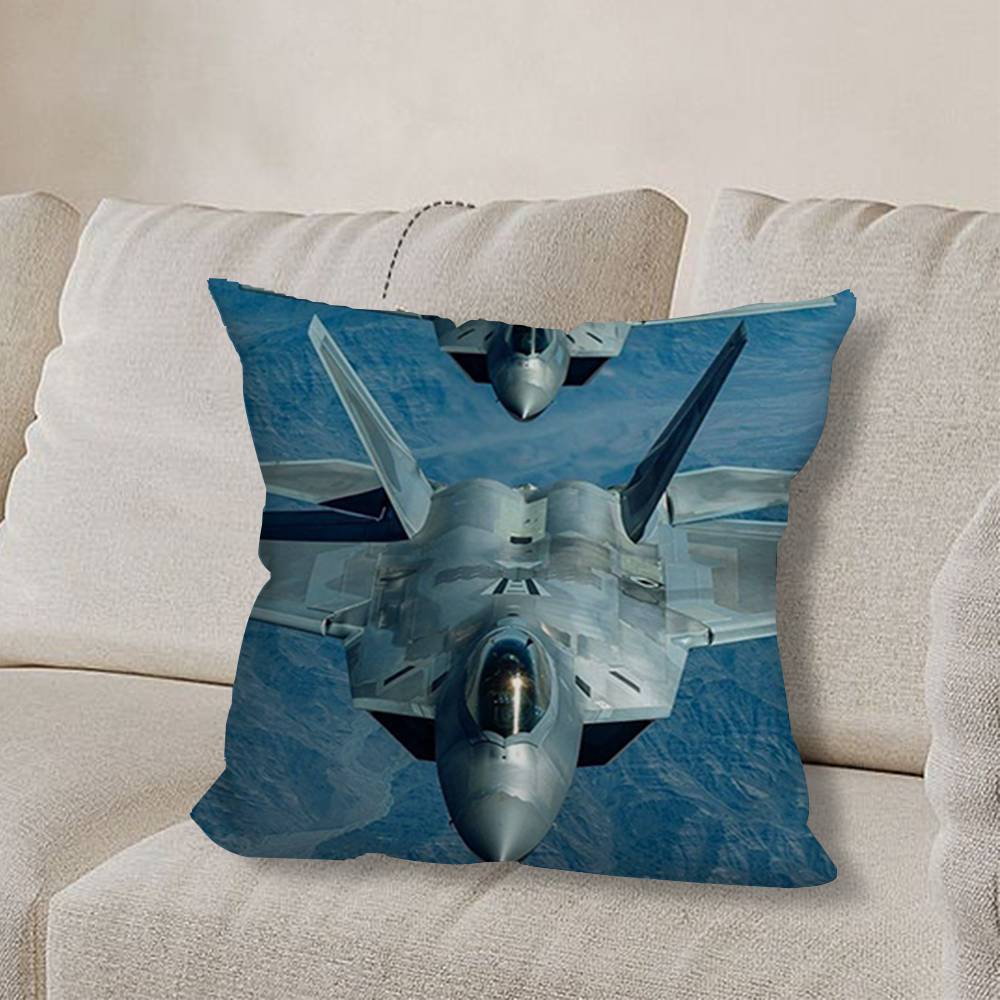 F-F35 F-Fighter Jets F22 Pillow Case Anti-dustmite Pillowcase Invisible Zipper Silky Short Plush Sofa Cushion Cover