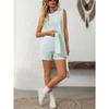Women's Spring and Summer Fashion Casual Knitted Sleeveless Shorts Sweater Trousers Set