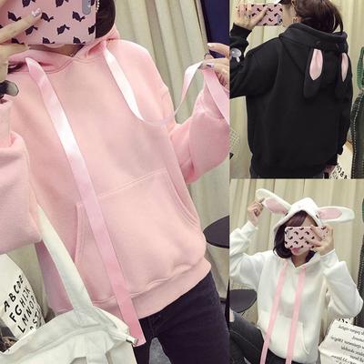Mode Dames Konijnenoren Top Hoodie Lange mouw Blouse Los sweatshirt