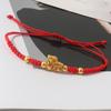 Handmade Red Braided Rope Bracelet With Gold Goat Charm Adjustable Size Perfect For Zodiac Year Gift Daily Wear Lucky Accessory