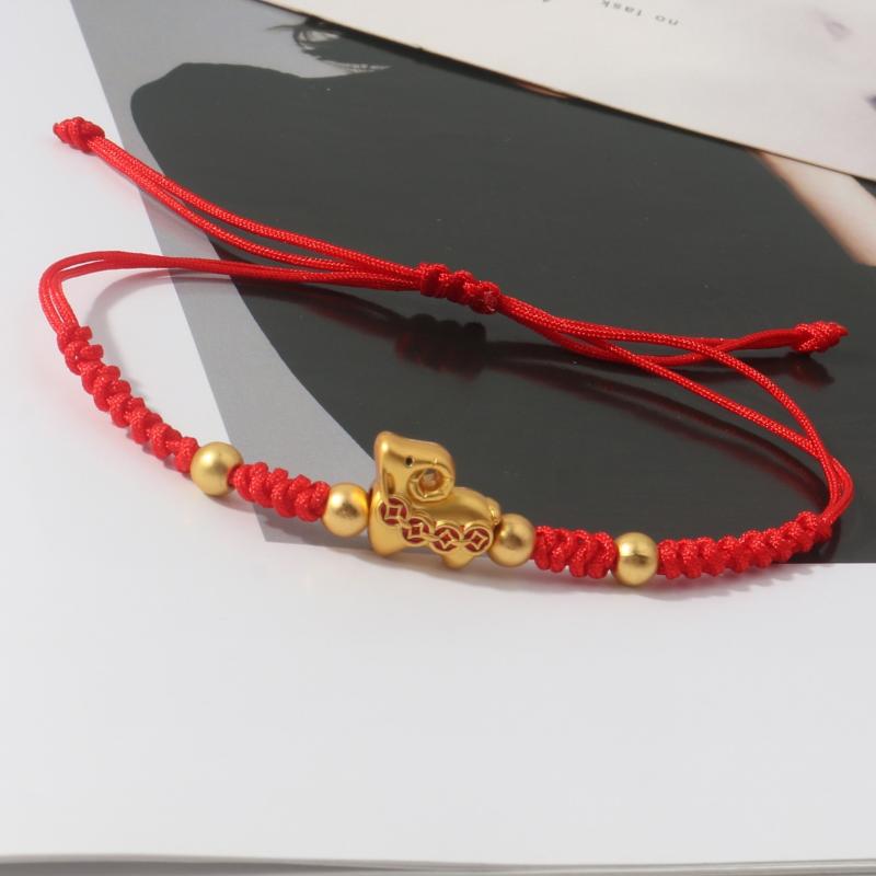 Handmade Red Braided Rope Bracelet With Gold Goat Charm Adjustable Size Perfect For Zodiac Year Gift Daily Wear Lucky Accessory