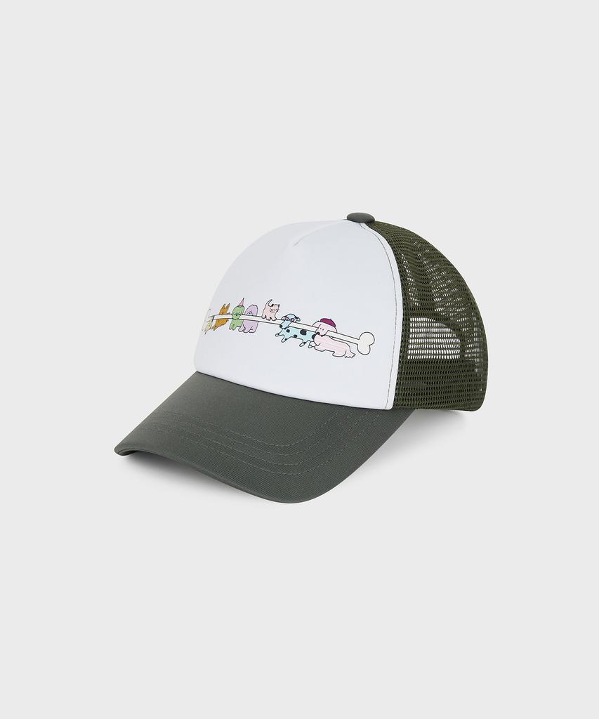 Sseonlis Puppy Mesh Cap (White/Khaki)