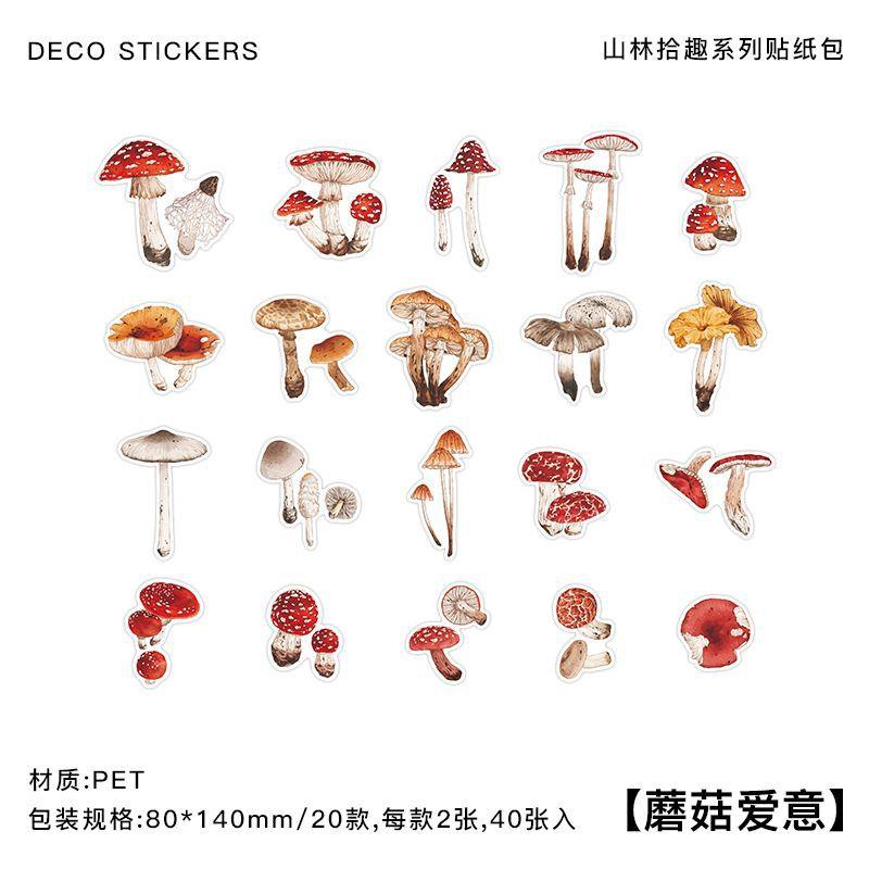 40 pieces Vintage plant PET decorative landscaping sticker Pack Adhesive diy sticker scrapbook material