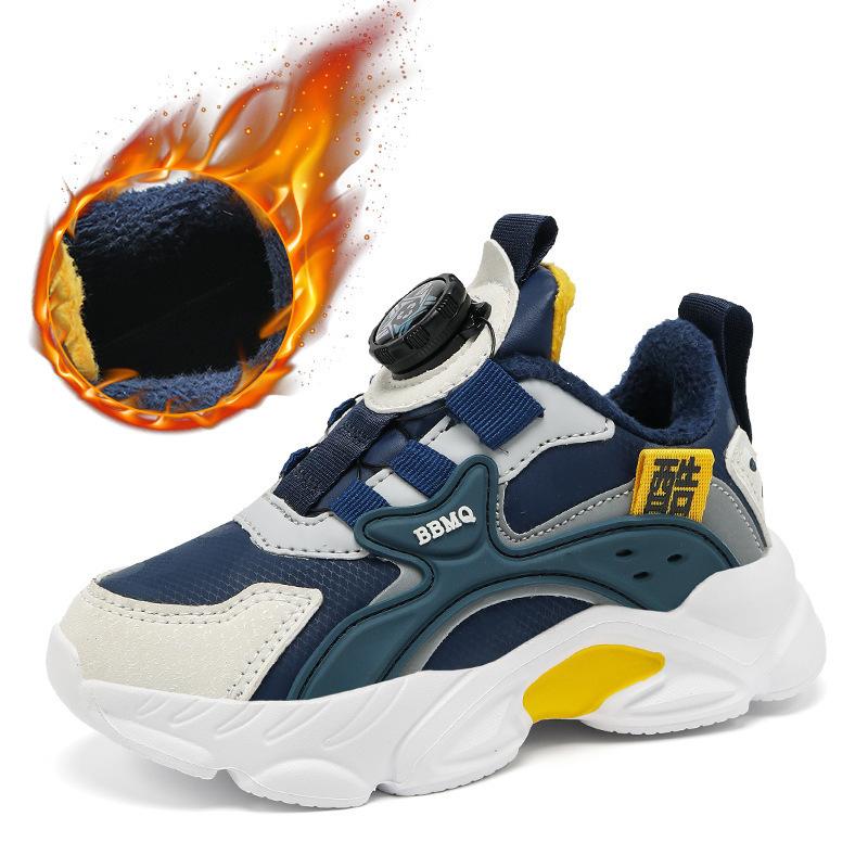 Children's Sports Shoes Women's 2025 Autumn and Winter Casual Shoes Boys' Shoes Medium and Older Children's Velvet Warm Leather Waterproof Children