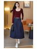 Simple High-Waisted Mid-Length Denim Skirt - 2026 Early Spring Collection, Comfortable, Loose, and Slimming Fit.